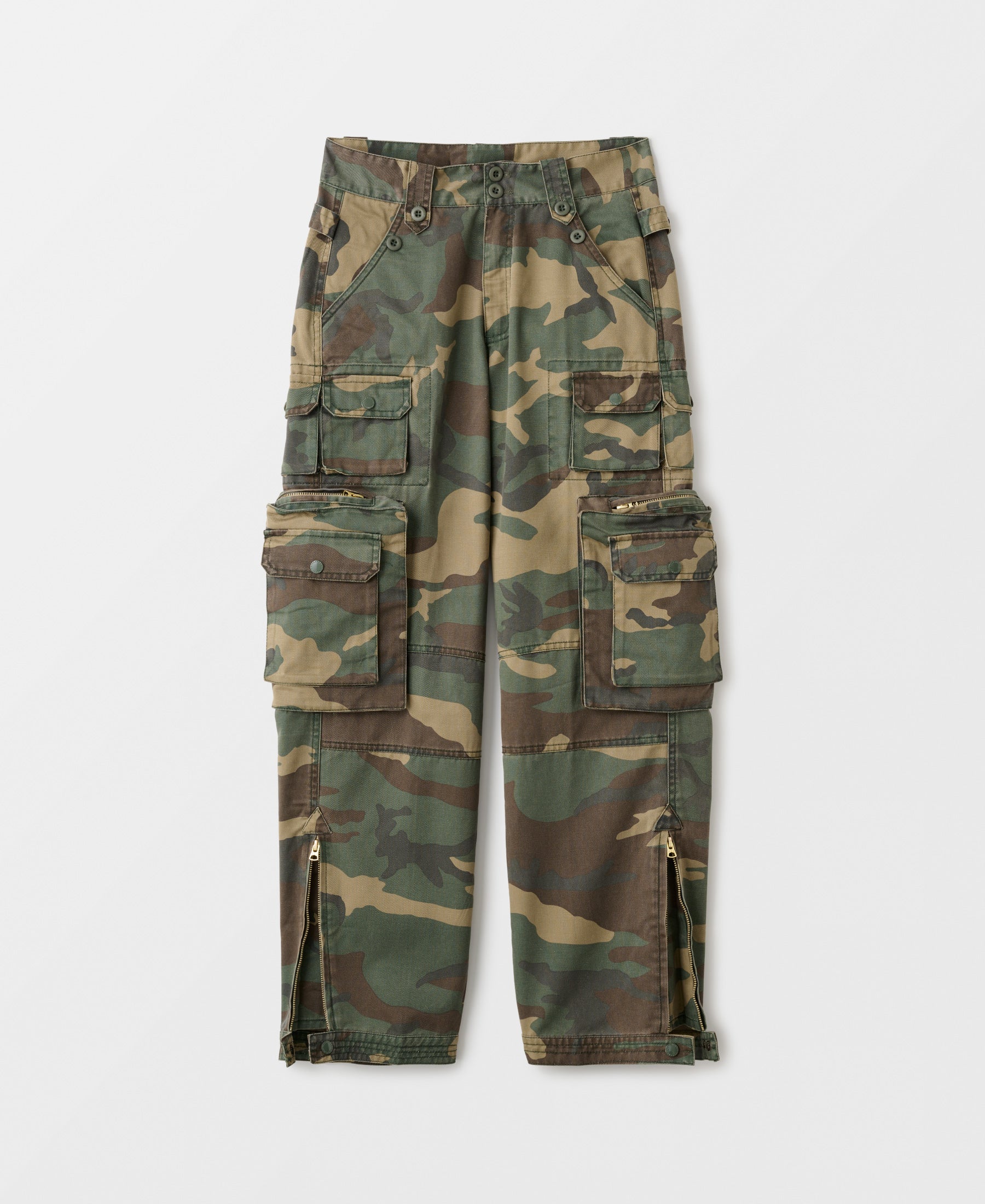 Camo Parachute Pants |  Sun-faded wash