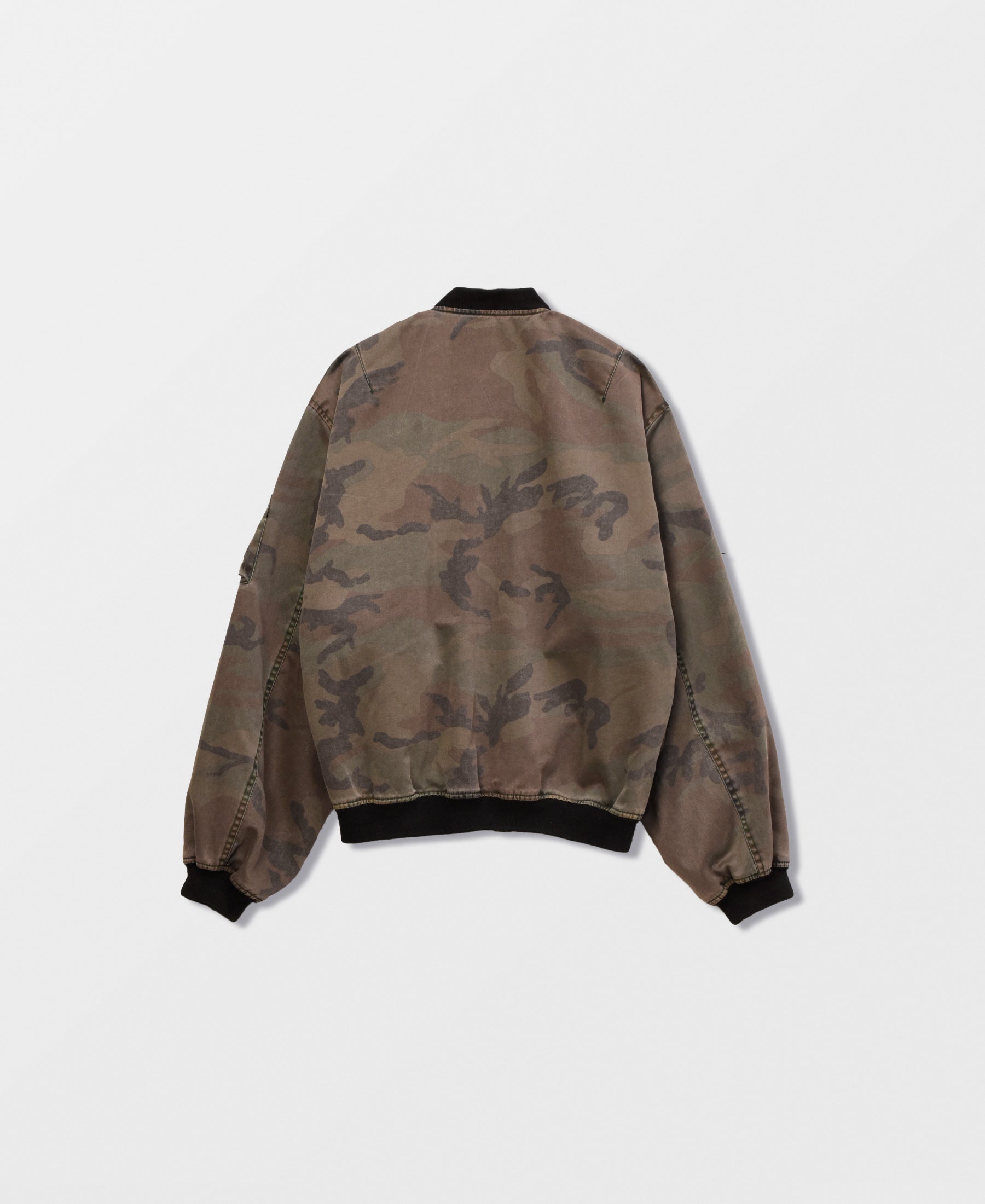 ANTIQUE WASH NON PADDED BOMBER JACKET | WOODLAND CAMO