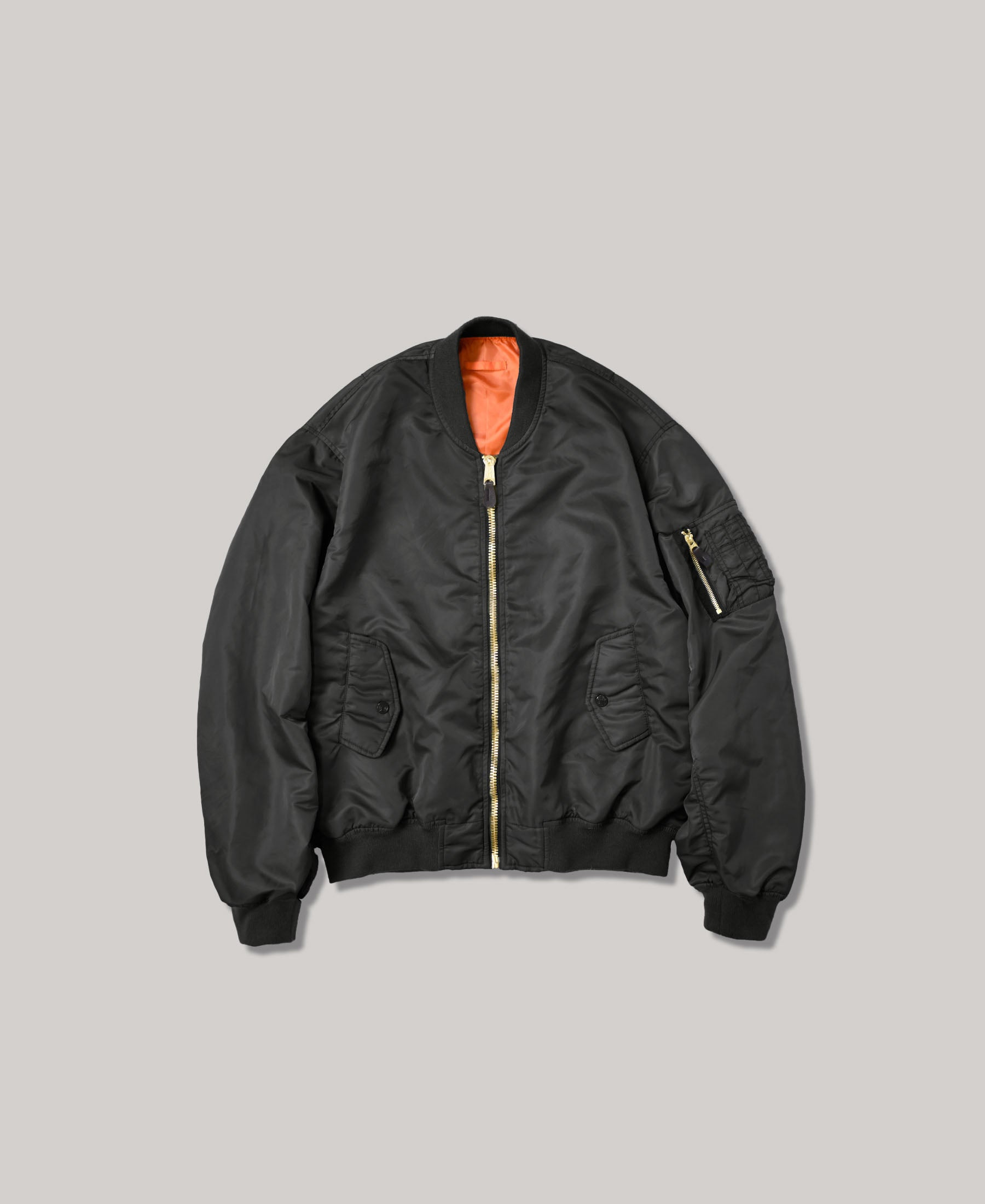 NON-PADDED VINTAGE WASH BOMBER JACKET |  BLACK