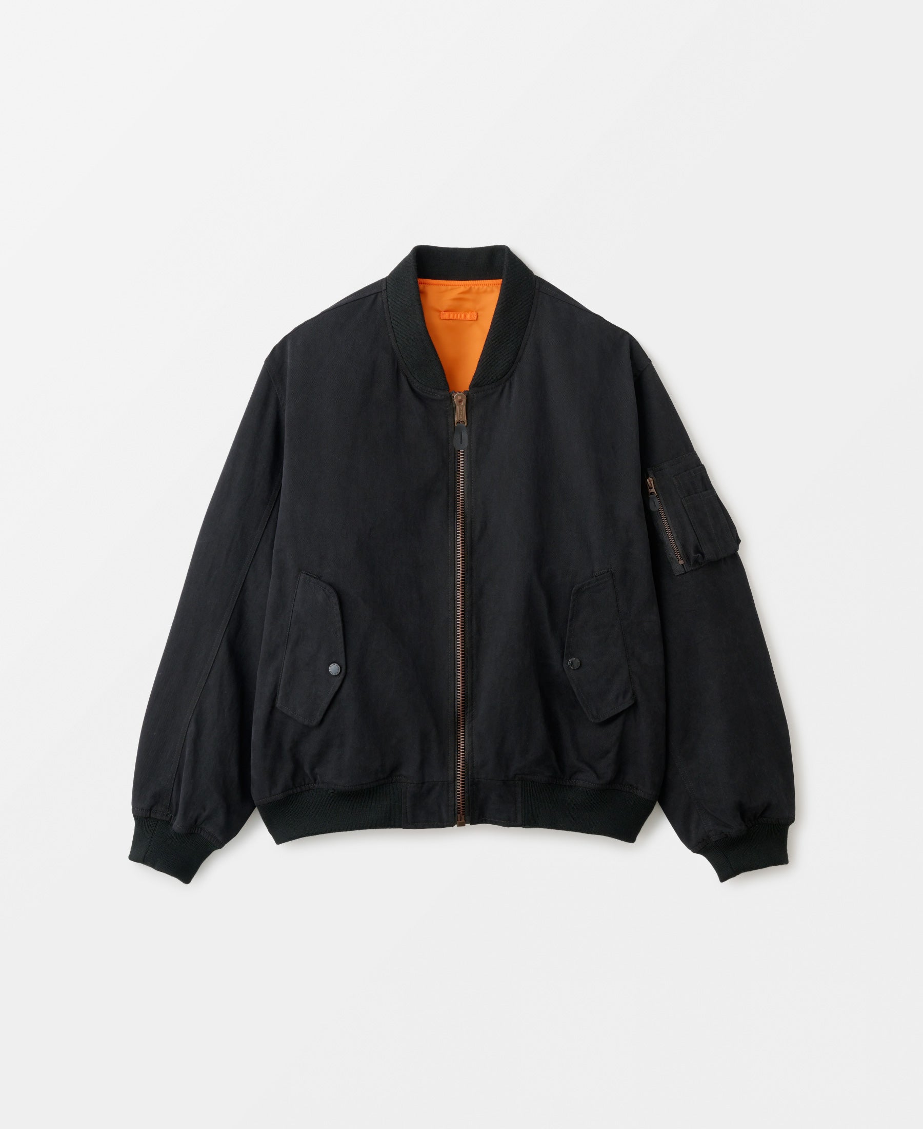 24SS | DOUBLE FACE COTTON NON PADDED BOMBER JACKET - BLACK 2