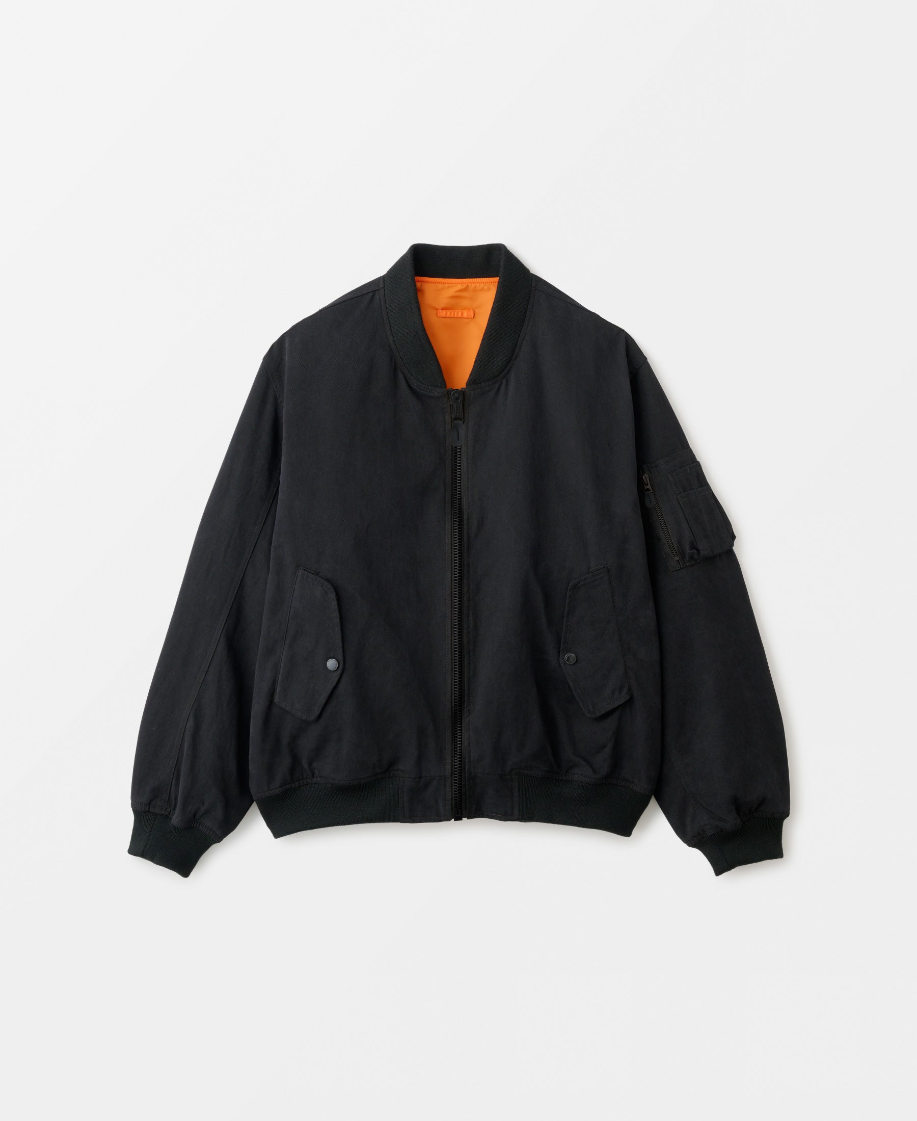 24SS | DOUBLE FACE COTTON NON PADDED BOMBER JACKET - BLACK 1