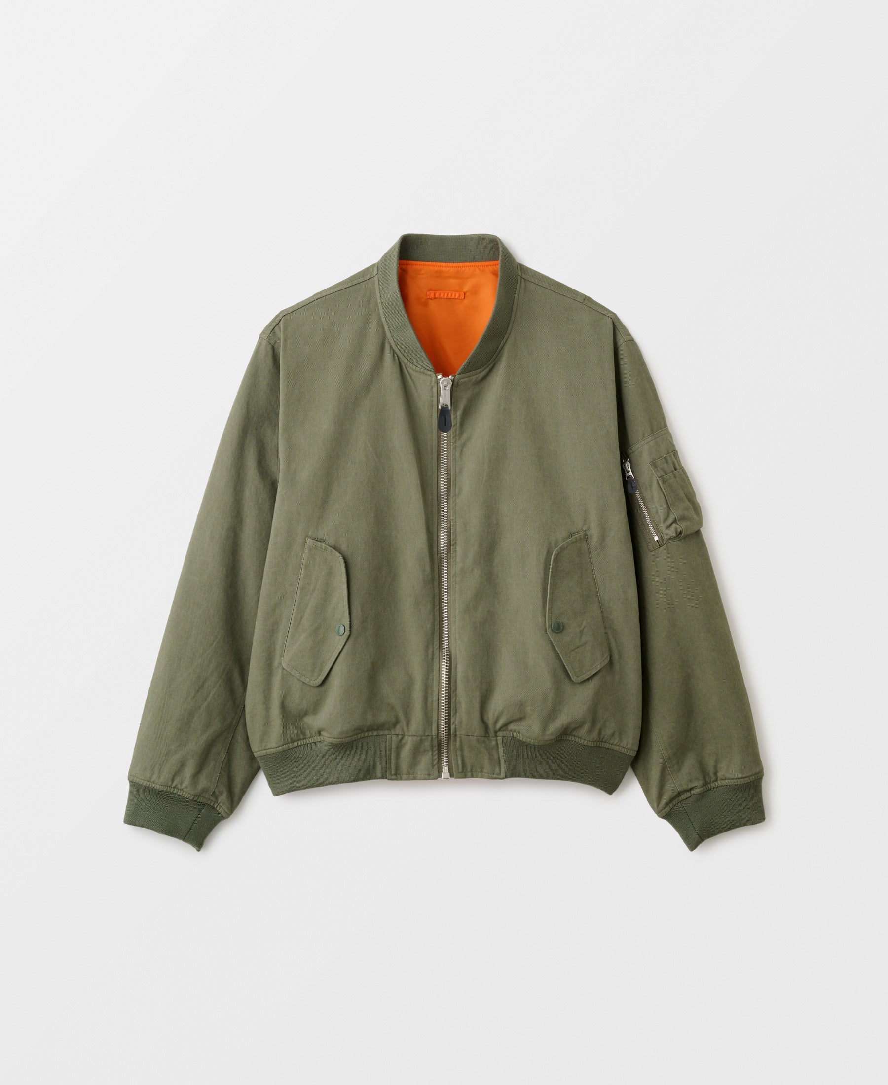 24SS | DOUBLE FACE COTTON NON PADDED BOMBER JACKET - OLIVE DRAB 1