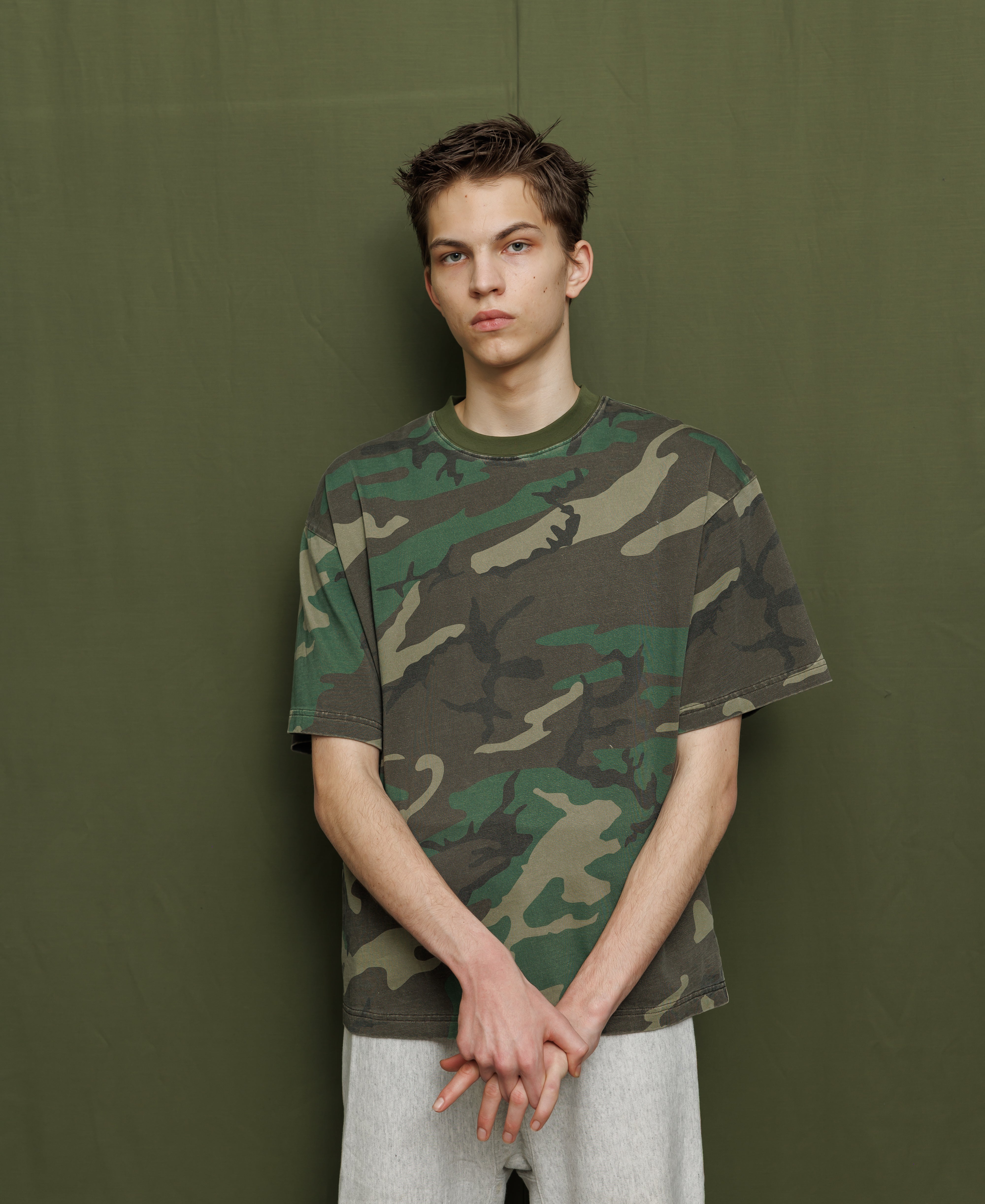 ヴィンテージウォッシュ ショートスリーブシャツ - ウッドランドカモ