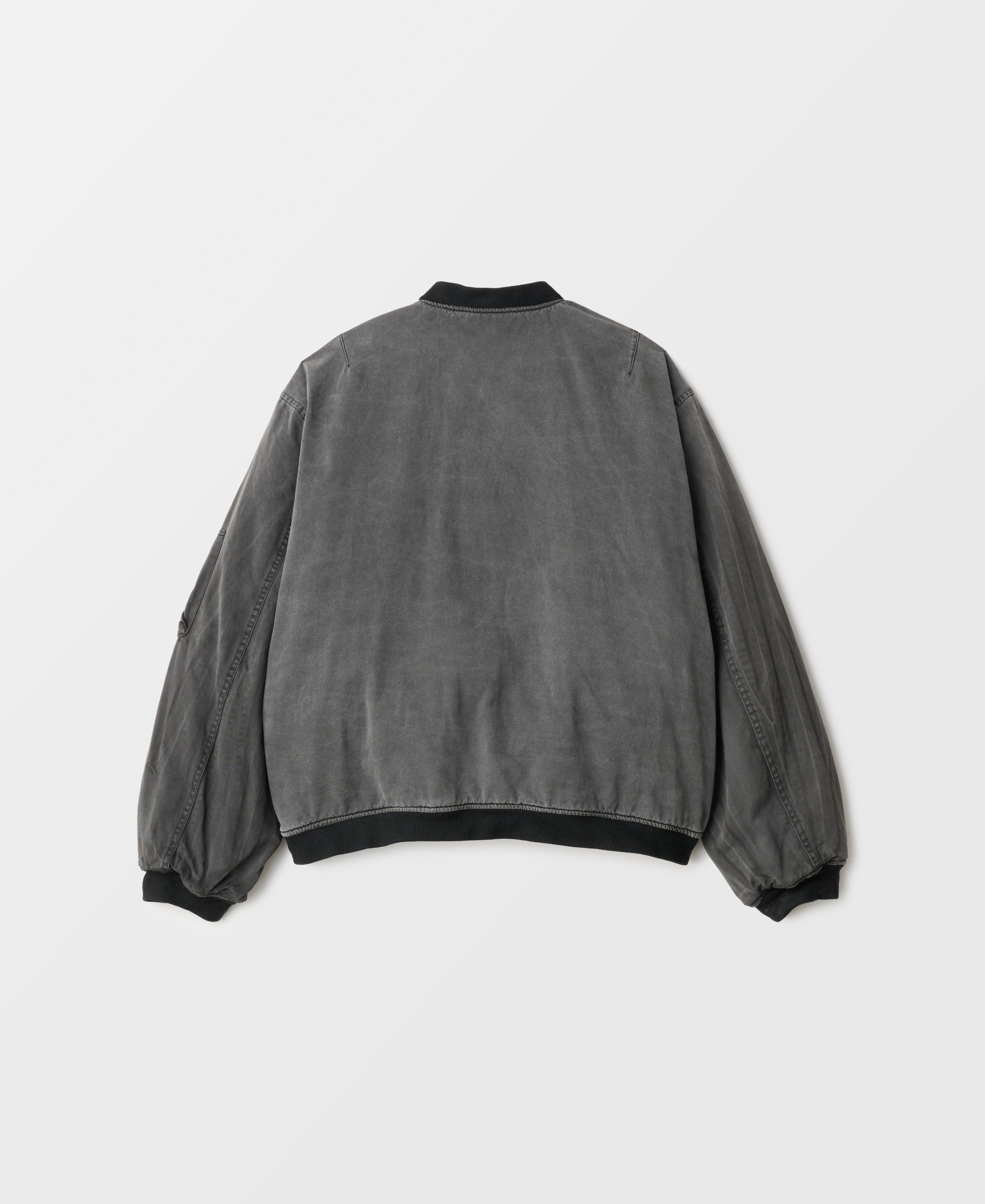LIMITED 10 PCS | ANTIQUE WASH DOUBLE FACE COTTON BOMBER JACKET - BLACK