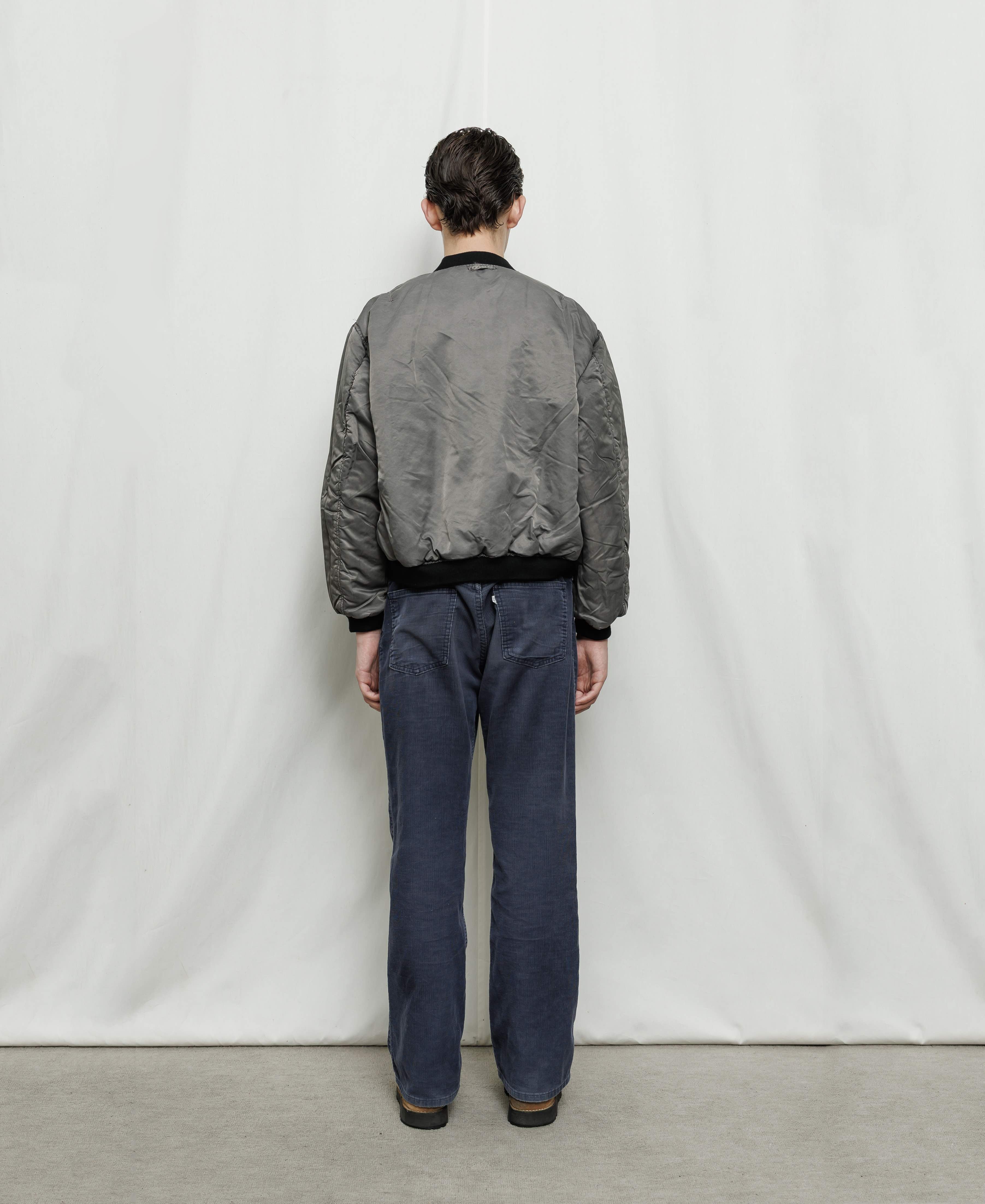 ガーメントダイ ダブルフェイスナイロンボンバージャケット - ダークグレー x パープル