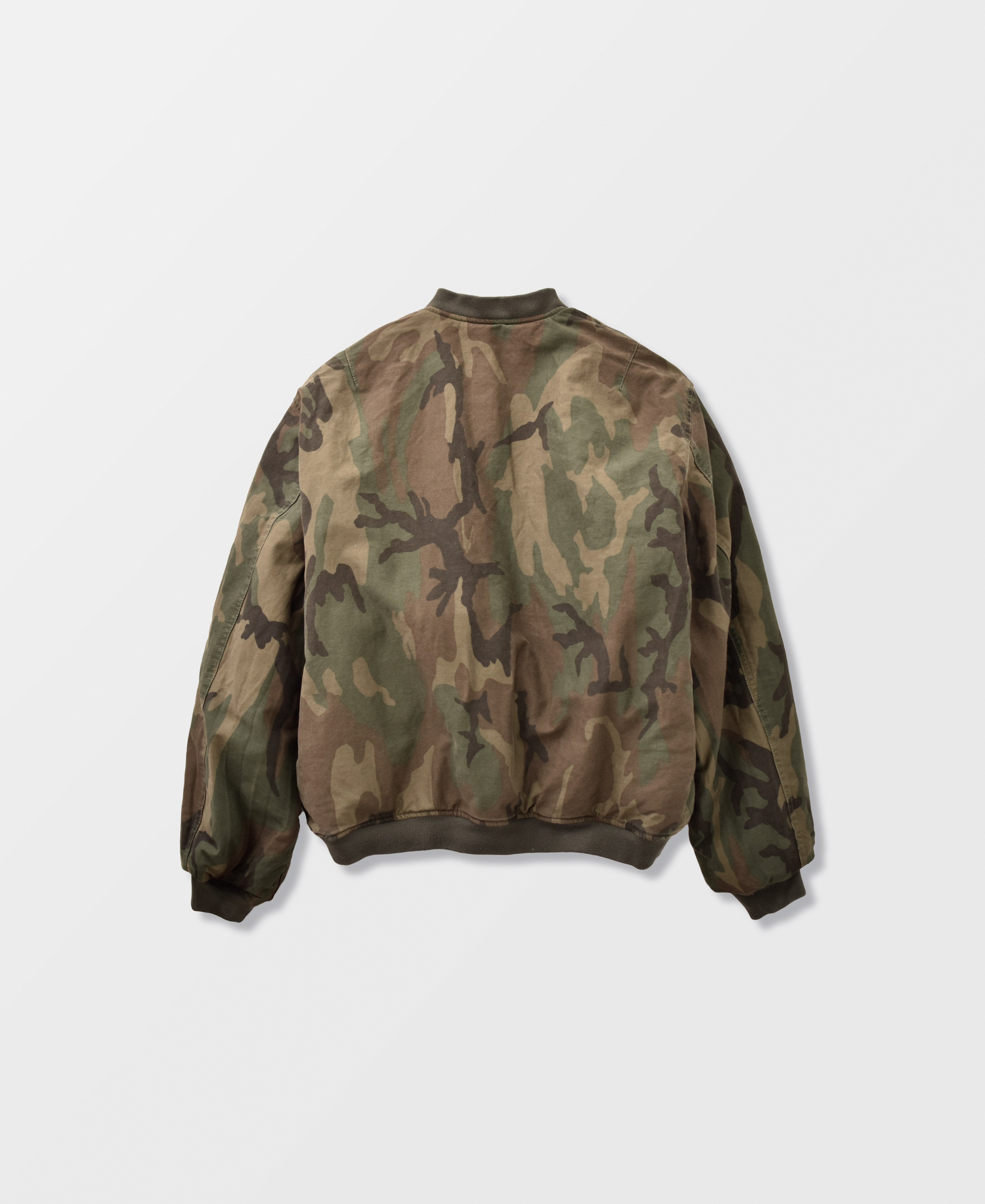 SUN FADED WASH CAMOUFLAGE DOUBLE FACE COTTON BOMBER JACKET - VERTICAL WC (コピー)