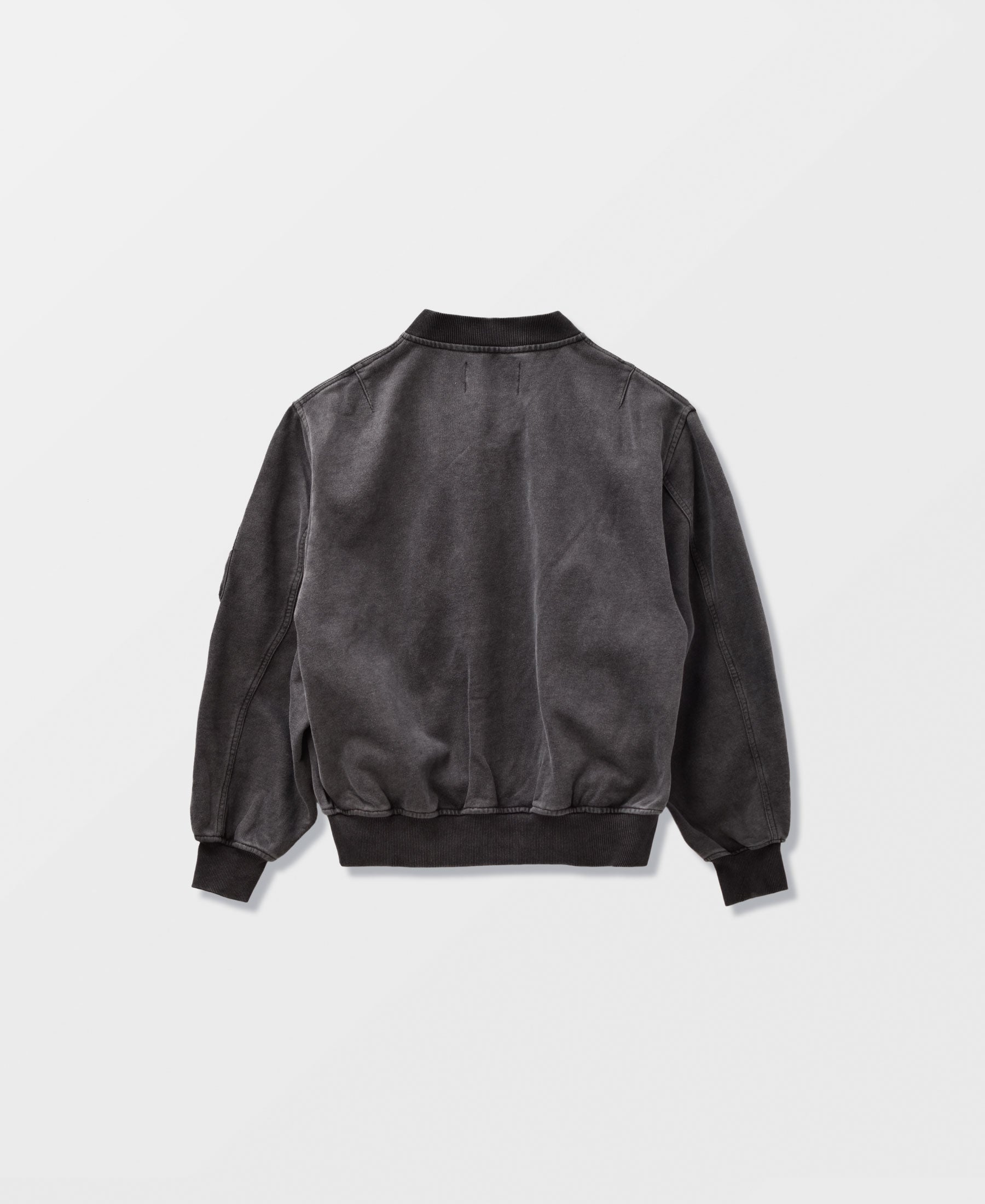 SUN FADED WASH SWEAT BOMBER JACKET - BLACK
